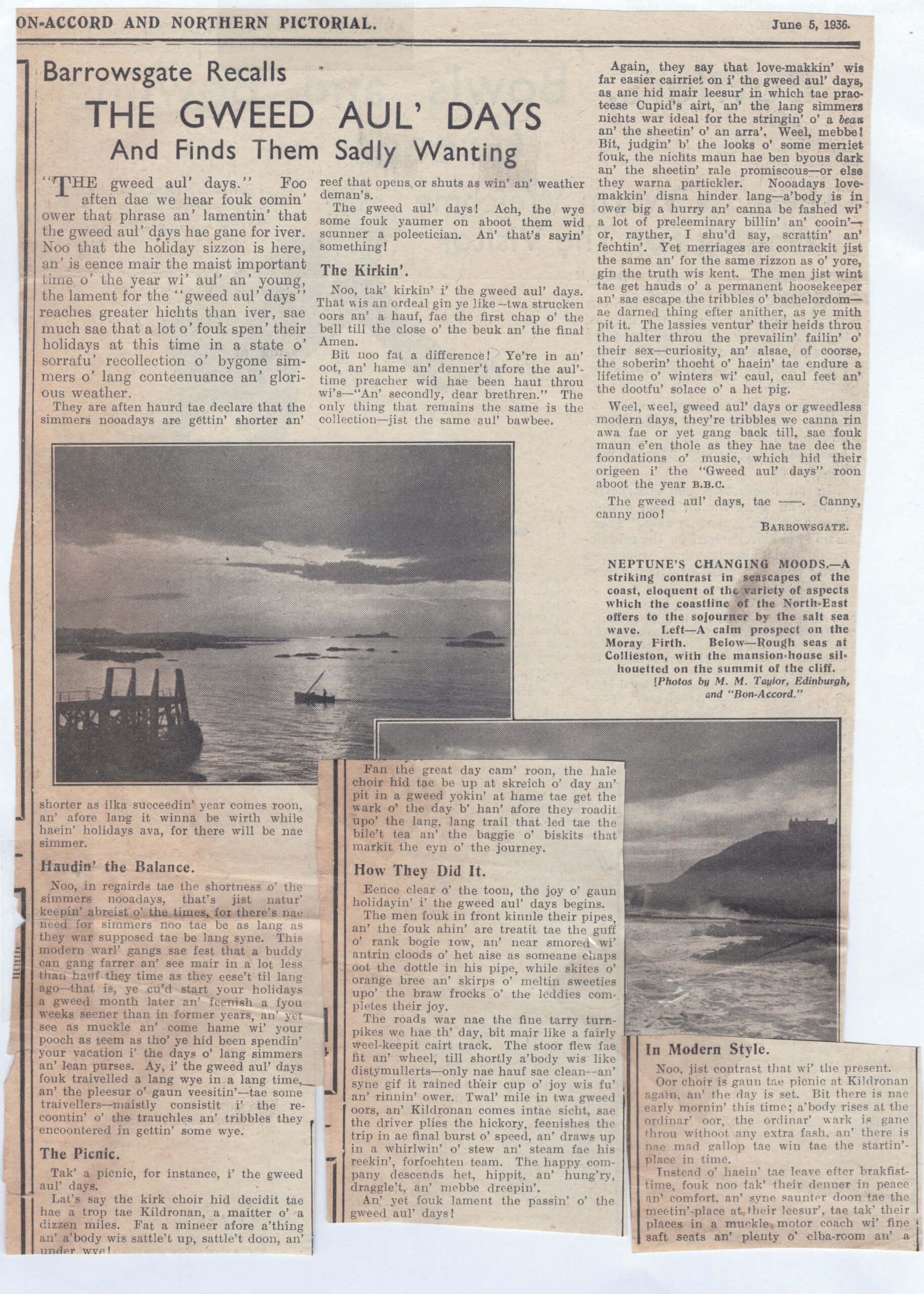 Wry obervations about rural life in north-east Scotland in the 1930s written by Barrowsgate in Doric