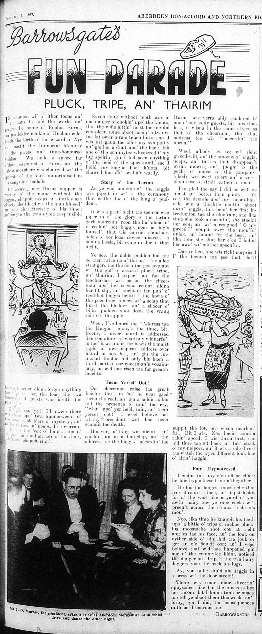 Wry obervations about rural life in north-east Scotland in the 1930s written by Barrowsgate in Doric
