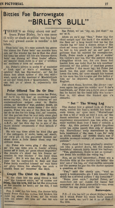 Wry obervations about rural life in north-east Scotland in the 1930s written by Barrowsgate in Doric