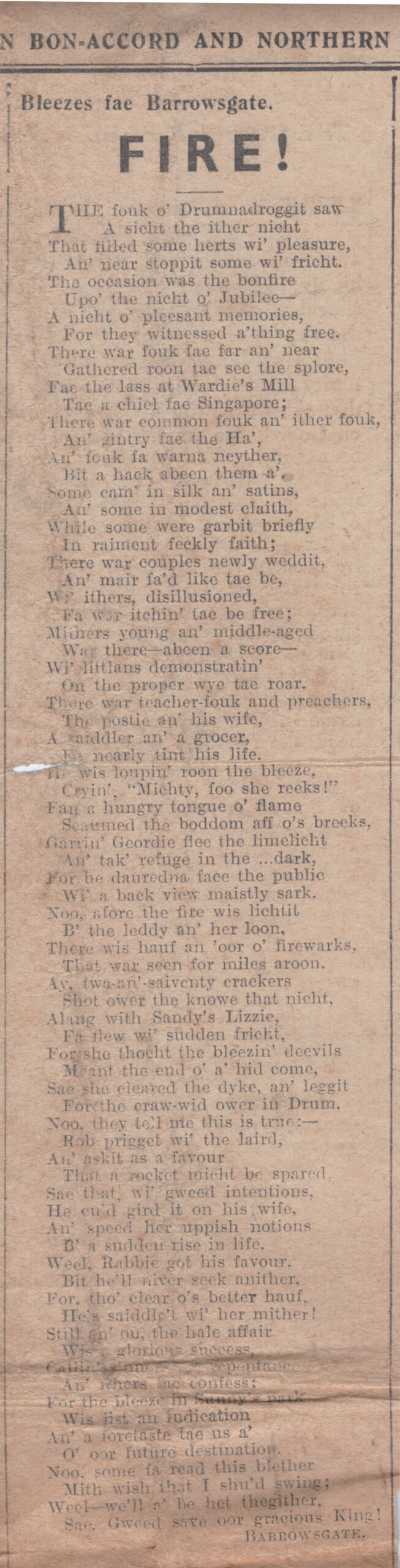 Wry obervations about rural life in north-east Scotland in the 1930s written by Barrowsgate in Doric