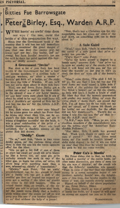 Wry obervations about rural life in north-east Scotland in the 1930s written by Barrowsgate in Doric