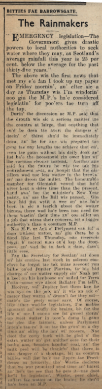 Wry obervations about rural life in north-east Scotland in the 1930s written by Barrowsgate in Doric