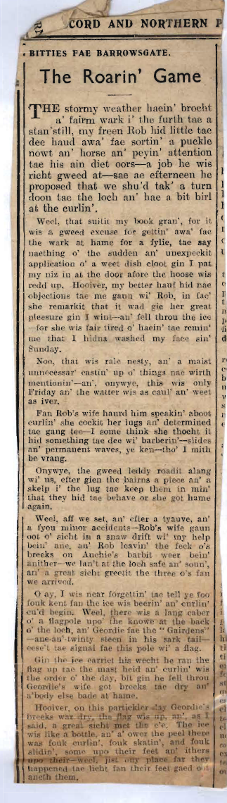 Wry obervations about rural life in north-east Scotland in the 1930s written by Barrowsgate in Doric
