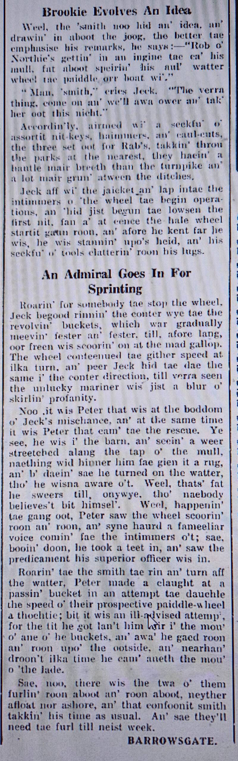 Wry observations of rural life in north-east Scotland written in Doric by Barrowsgate.