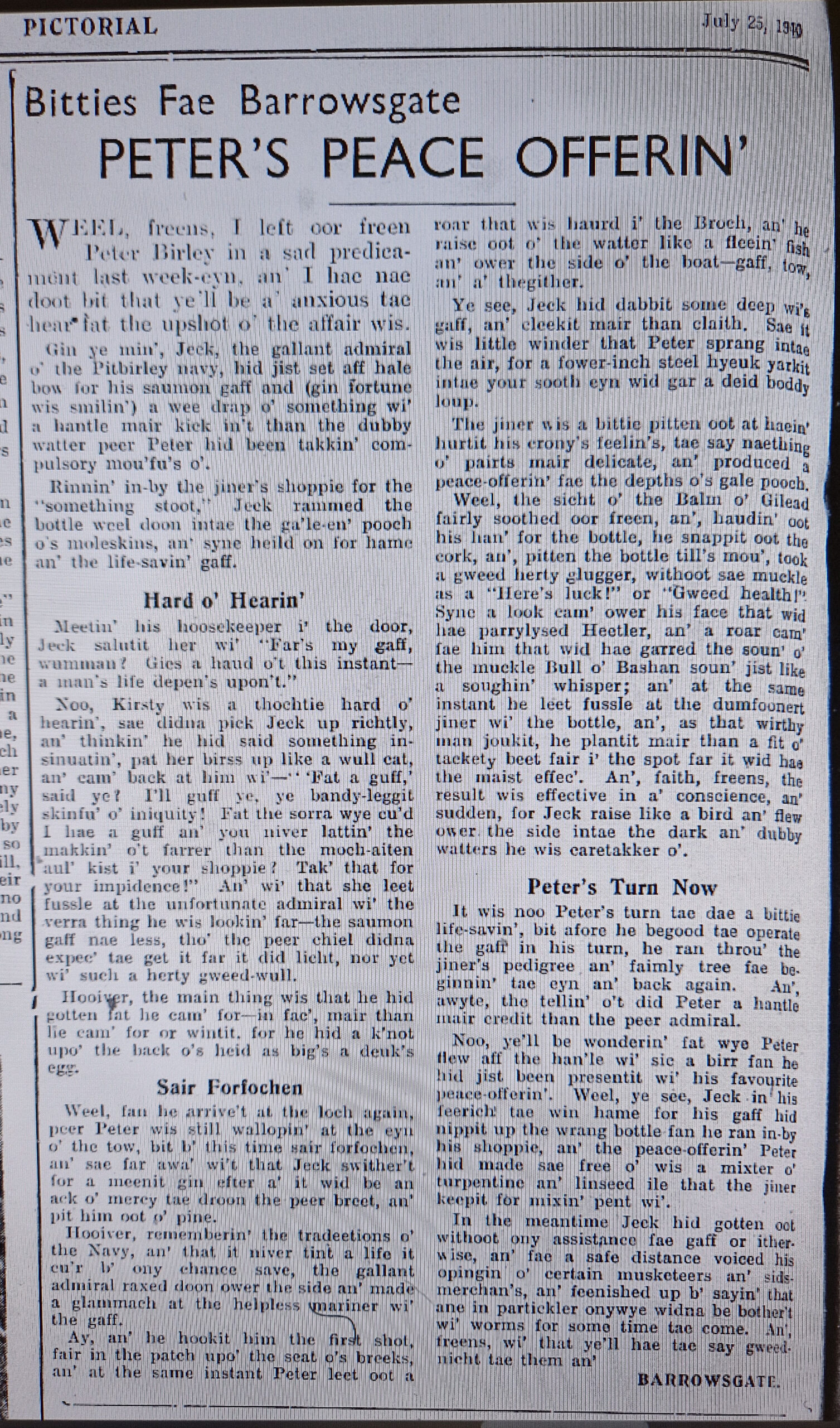 Wry observations of rural life in north-east Scotland written in Doric by Barrowsgate.