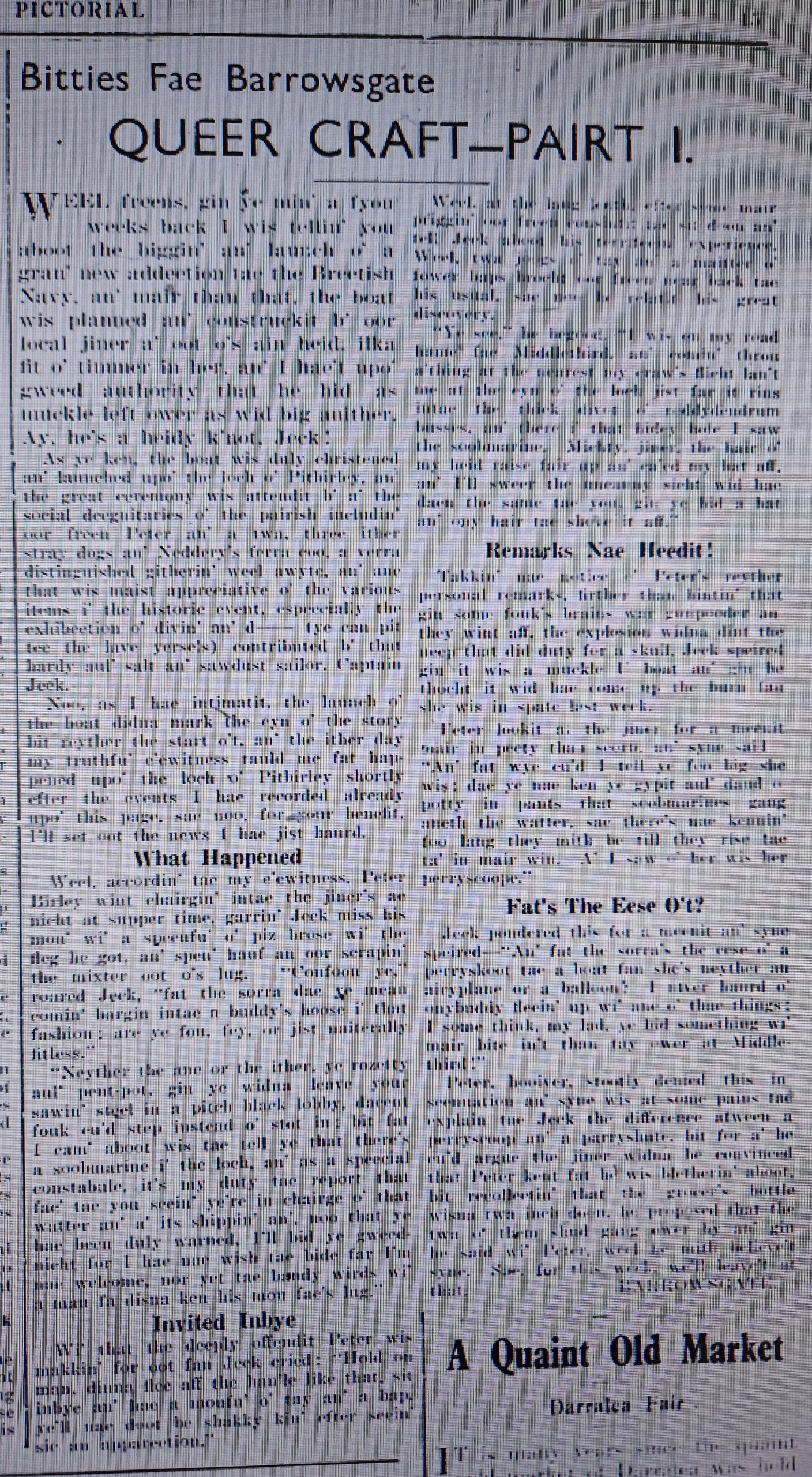 Wry observations of rural life in north-east Scotland written in Doric by Barrowsgate.