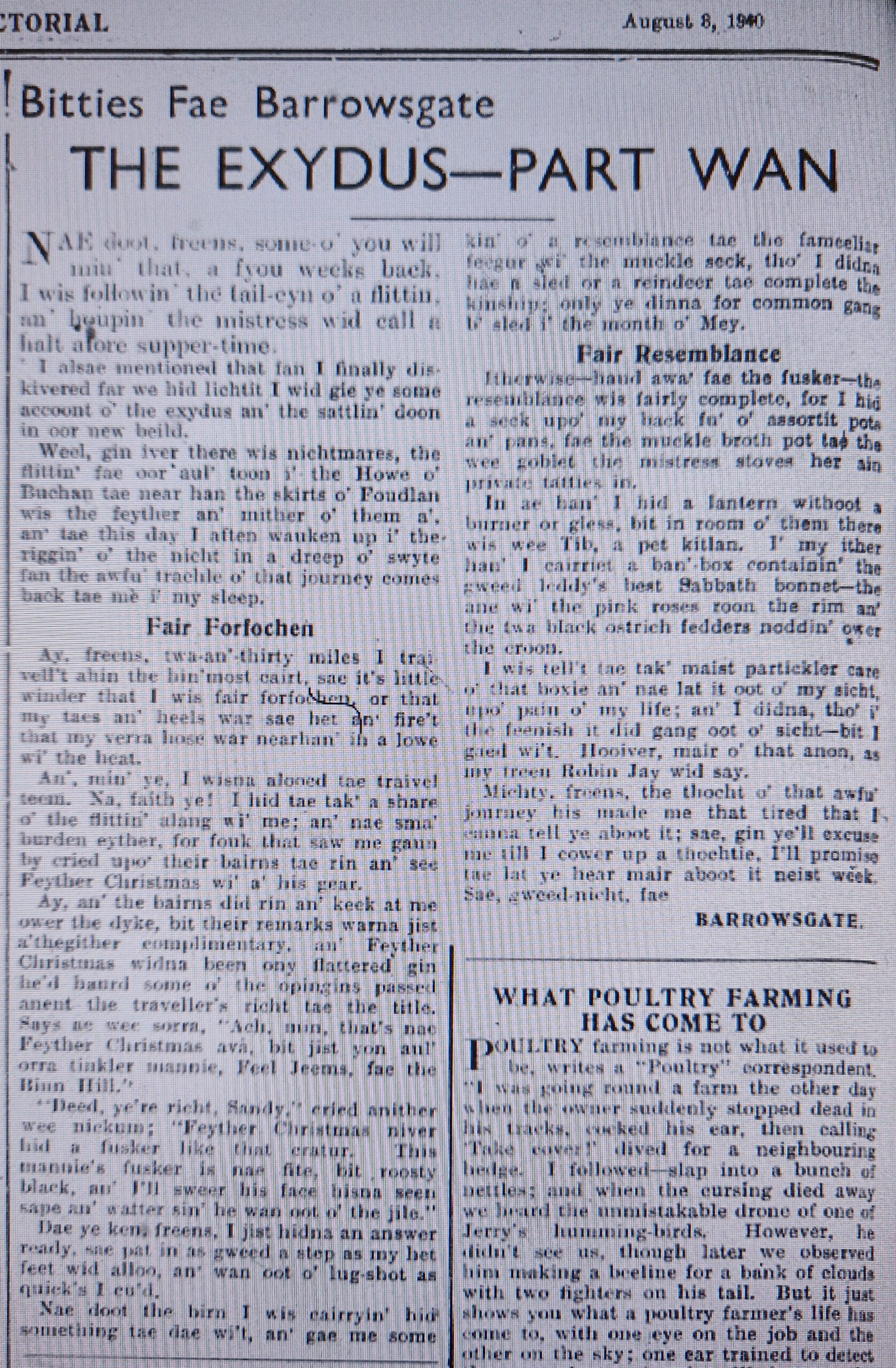 Wry observations of rural life in north-east Scotland written in Doric by Barrowsgate.