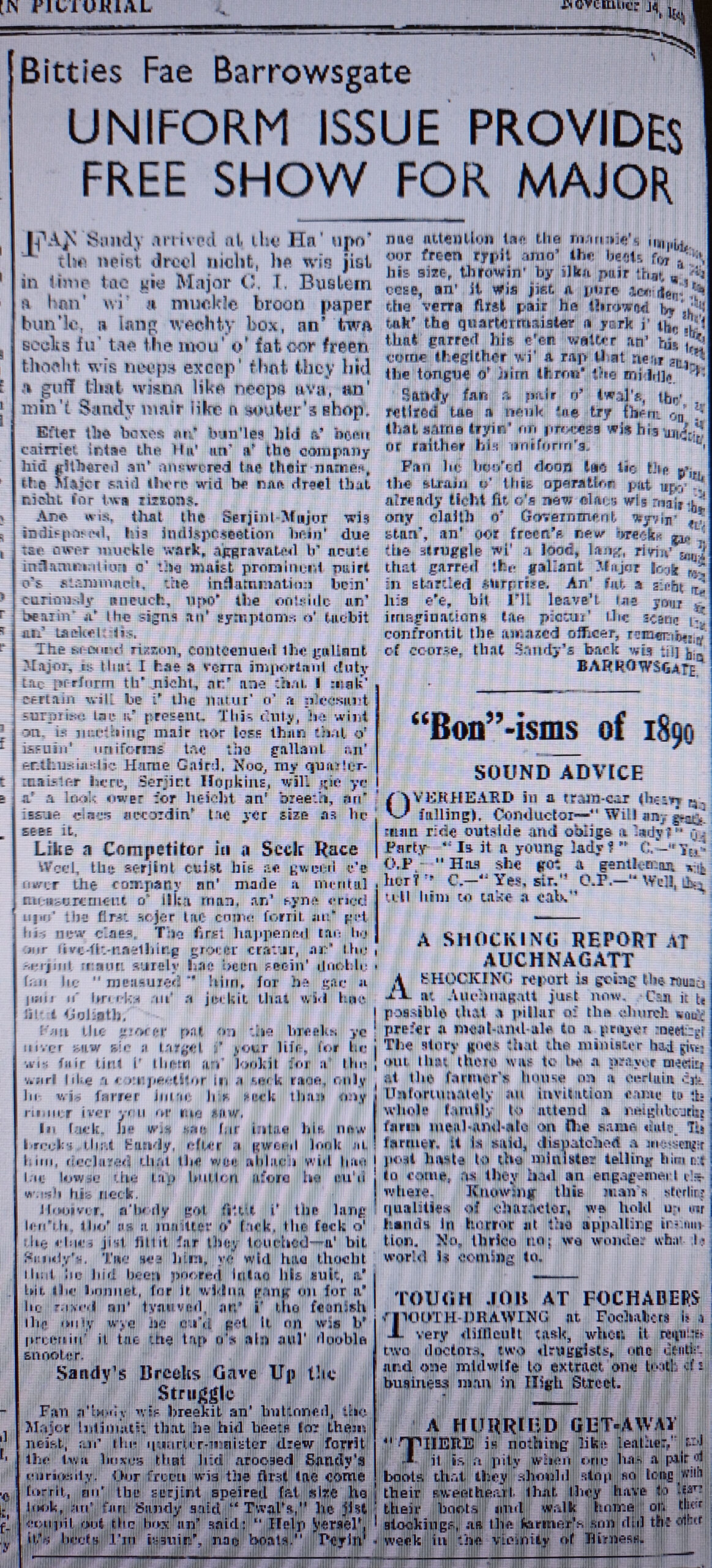 Wry observations of rural life in north-east Scotland written in Doric by Barrowsgate.